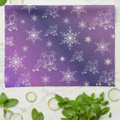 紫,トナカイ,星,星,雪の結晶,クリスマス キッチンタオル (折り畳み)