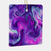 紫、パーソナライズされた青、ピンクの大理石の流体アート セラミックオーナメント (右)