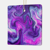 紫、パーソナライズされた青、ピンクの大理石の流体アート セラミックオーナメント (左)
