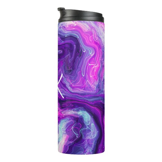 紫、パーソナライズされた青、ピンクの大理石の流体アート タンブラー (回転右)
