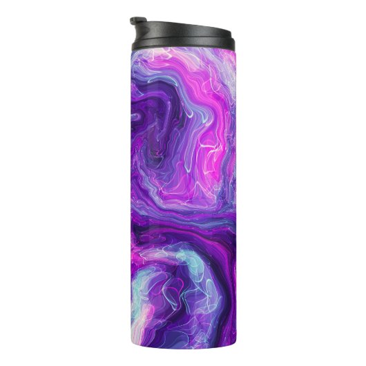 紫、パーソナライズされた青、ピンクの大理石の流体アート タンブラー (回転右)