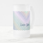 紫、パーソナライズされた青、緑のガラスストライプガラス フロストグラスビールジョッキ (正面右)