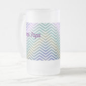 紫、パーソナライズされた青、緑のガラスストライプガラス フロストグラスビールジョッキ (正面左)