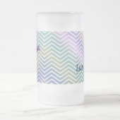 紫、パーソナライズされた青、緑のガラスストライプガラス フロストグラスビールジョッキ (中央)