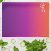 紫、ピンクおよびオレンジ色のグラデーショングラデーション キッチンタオル (折り畳み)