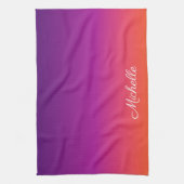 紫、ピンクおよびオレンジ色のグラデーショングラデーション キッチンタオル (縦)