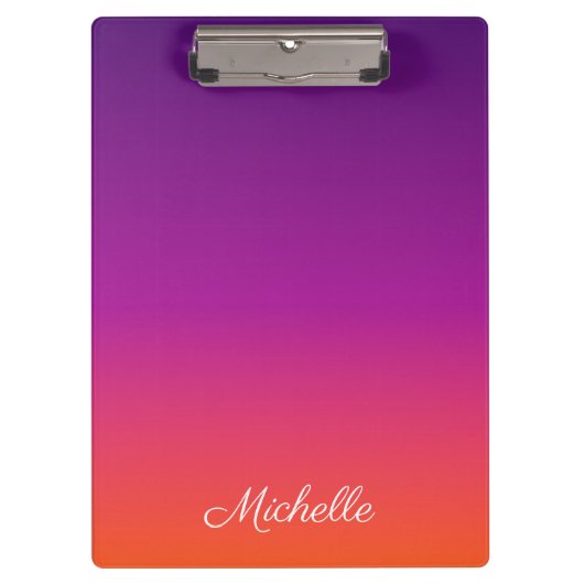 紫、ピンクおよびオレンジ色のグラデーショングラデーション クリップボード (正面)
