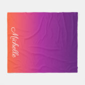 紫、ピンクおよびオレンジ色のグラデーショングラデーション フリースブランケット (正面(横))