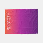 紫、ピンクおよびオレンジ色のグラデーショングラデーション フリースブランケット (正面(横))