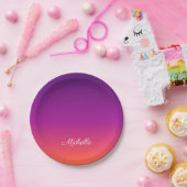 紫、ピンクおよびオレンジ色のグラデーショングラデーション ペーパープレート (パーティー)