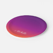 紫、ピンクおよびオレンジ色のグラデーショングラデーション ペーパープレート (アングル)