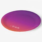紫、ピンクおよびオレンジ色のグラデーショングラデーション ペーパープレート (アングル)