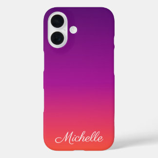 紫、ピンクおよびオレンジ色のグラデーショングラデーション iPhone 16ケース