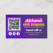 紫、ピンクのアフリカの髪と私たちQRコードを接続 名刺 (正面)