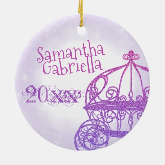 紫、ピンクのキンセアニェラクリスマスオーナメント セラミックオーナメント (裏面)