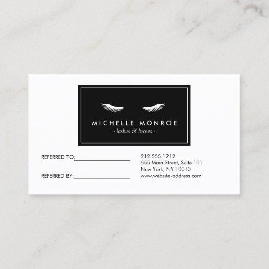 紫/ピンクのグリッター付き睫毛サロン紹介 紹介カード (裏面)