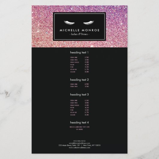 紫/ピンクのグリッター付き睫毛 チラシ (正面)