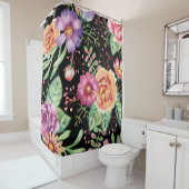 紫、ピンク素晴らしがかったオレンジ色のフローラシャワーカーテン シャワーカーテン (インサイチュ)