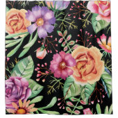 紫、ピンク素晴らしがかったオレンジ色のフローラシャワーカーテン シャワーカーテン (正面)