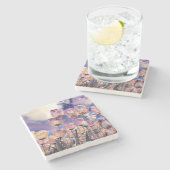 紫、ピンク、オレンジのチューリップ ストーンコースター (横)