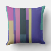 紫、ピンク、グレーの抽象芸術ストライプ クッション (裏面)