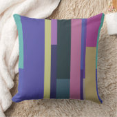 紫、ピンク、グレーの抽象芸術ストライプ クッション (ブランケット)