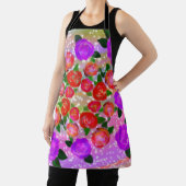 紫、ピンク、スパークルのバラ エプロン (インサイチュ)