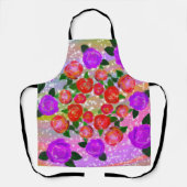 紫、ピンク、スパークルのバラ エプロン (正面)