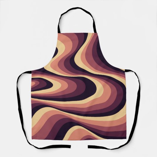 紫、ピンク、ベージュの抽象芸術旋回デザイン エプロン (正面)
