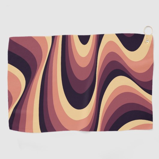 紫、ピンク、ベージュの抽象芸術旋回デザイン ゴルフタオル (横)