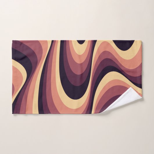 紫、ピンク、ベージュの抽象芸術旋回デザイン バスタオルセット (ハンドタオル)