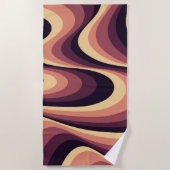 紫、ピンク、ベージュの抽象芸術旋回デザイン ビーチタオル (正面)