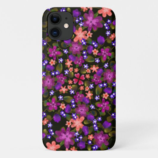 紫、ピンク、珊瑚絵を描の花 Case-Mate iPhoneケース (裏面)