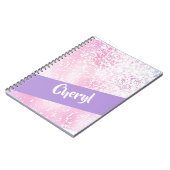紫、ピンク、白のグラデーショングリッター ノートブック (左側)