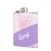 紫、ピンク、白のグラデーショングリッター フラスク (左)