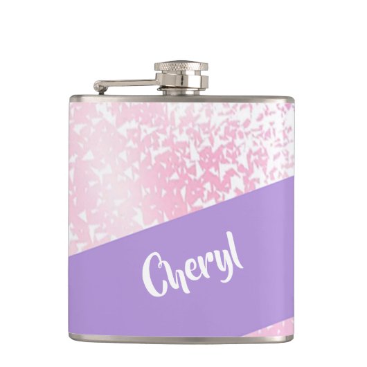 紫、ピンク、白のグラデーショングリッター フラスク (正面)