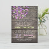 紫、ピンク、緑素朴、木甘16パーティー 招待状 (スタンド正面)