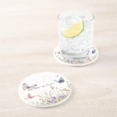 紫+ピンク+赤の花+蝶々 コースター (側面)