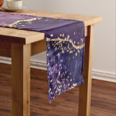 紫、ピンク、金ゴールドグリッター瑪瑙パターン ショートテーブルランナー (インサイチュ)