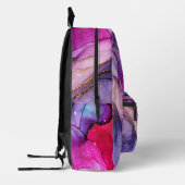 紫、ピンク、青のマーブル プリントバックパック (左)