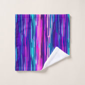 紫、ピンク、青の抽象芸術ストライプ バスタオルセット (ウォッシュタオル)
