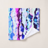 紫、ピンク、青の抽象芸術ストライプ バスタオルセット (ウォッシュタオル)
