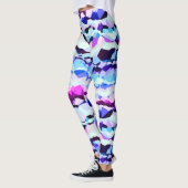 紫、ピンク、青の抽象芸術ストライプ レギンス (左)