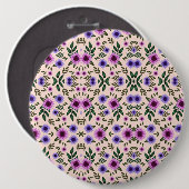 紫、ピンク、青の花柄 缶バッジ (正面&裏面)