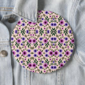 紫、ピンク、青の花柄 缶バッジ (インサイチュ)