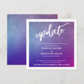 紫、ピンク & 青　結婚式延期　お知らせカード 招待状 (正面/裏面)