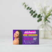 紫、ピンク、黄色のアフリカの髪の編み物の写真 名刺 (スタンド正面)