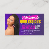 紫、ピンク、黄色のアフリカの髪の編み物の写真 名刺 (正面)