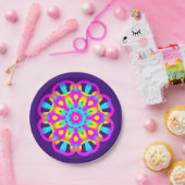 紫、ピンク、黄色の絞り染め ペーパープレート (パーティー)