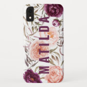 紫+ピーチウォーター色フローラ秋モノグラム Case-Mate iPhoneケース (裏面)